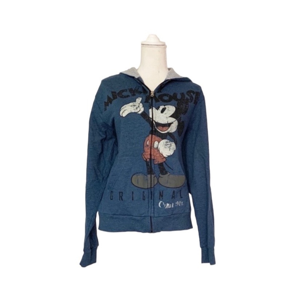 Disney Mickey Mouse Blue Zip Up Hoodie Jacket Size Small
